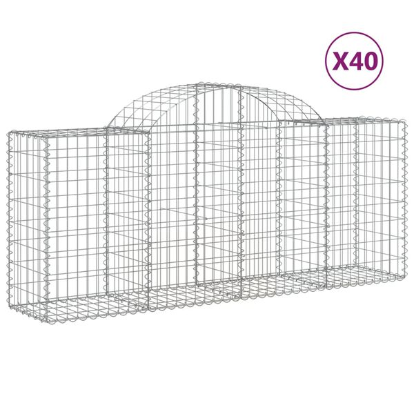 vidaXL Συρματοκιβώτια Τοξωτά 40 τεμ. 200x50x80/100 εκ. Γαλβαν. Ατσάλι