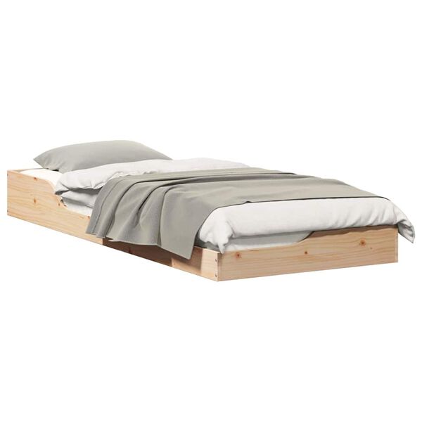 vidaXL Κρεβάτι δαπέδου Καφέ 80 x 220 cm Μασίφ ξύλο πεύκου