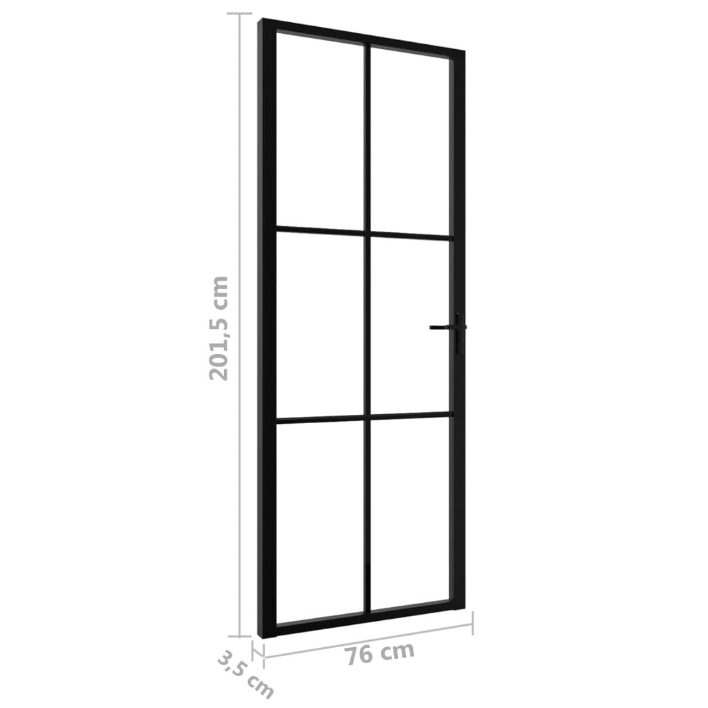 vidaXL Πόρτα Εσωτερική Μαύρη 76 x 201,5 εκ. από Γυαλί ESG / Αλουμίνιο
