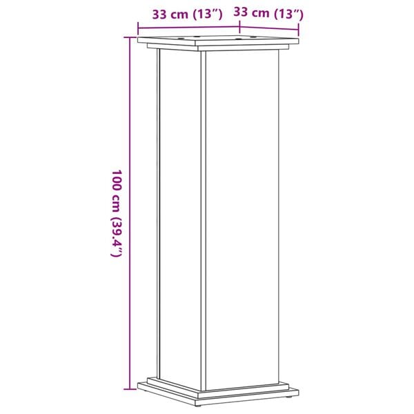 vidaXL Βάσεις Φυτών Γκρι Σκυρ. 33x33x100 εκ. Επεξεργασμένο Ξύλο