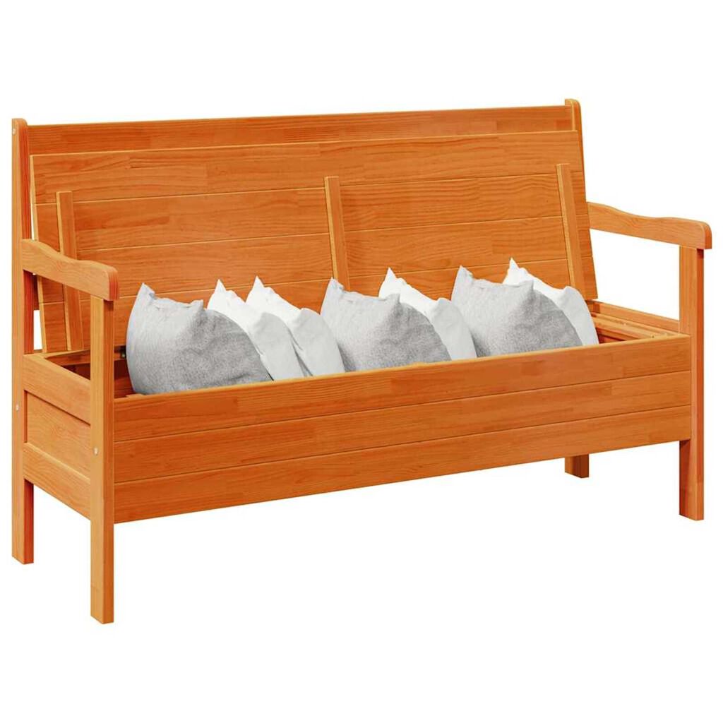 vidaXL Εξωτερικός πάγκος Καφέ 119 x 76 x 44εκ. Μασίφ ξύλο πεύκου