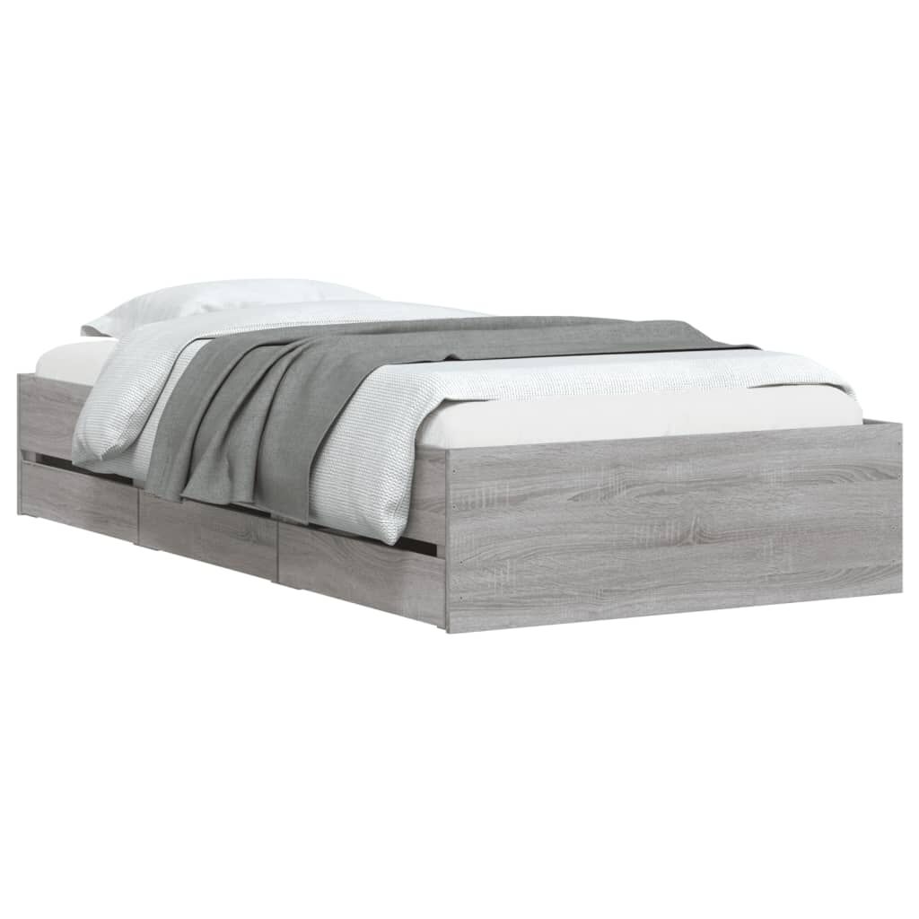 vidaXL Πλαίσιο Κρεβατιού με συρτάρια Γκρι sonoma 100x200εκ. Επεξ. Ξύλο