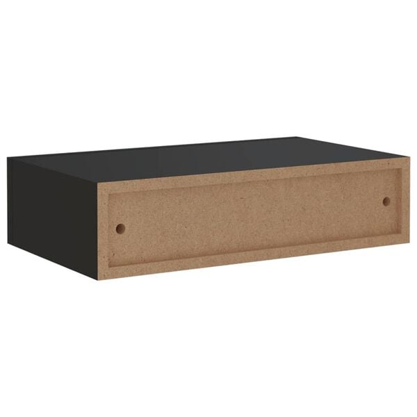 vidaXL Ράφι Επιτοίχιο με Συρτάρι Μαύρο 40 x 23,5 x 10 εκ. από MDF