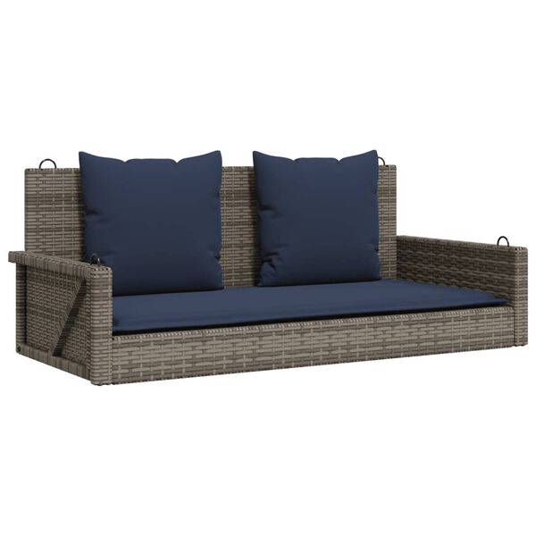 vidaXL Παγκάκι Κούνιας με Μαξιλάρια Γκρι 119 x 56 x 48 εκ. από Συνθετικό Ρατάν