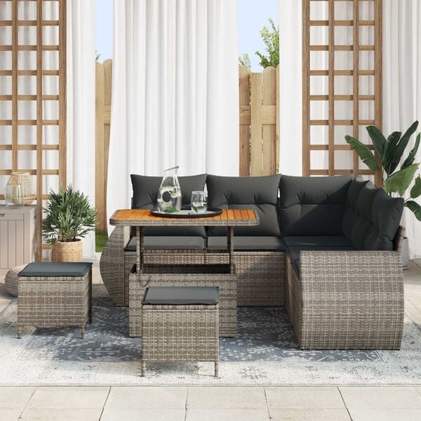 vidaXL Σετ Καναπέ Κήπου 8 pcs Γκρι συνθετικό ρατάν
