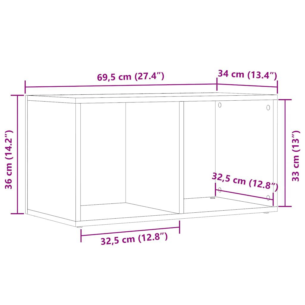 vidaXL LP Κουτί Αποθήκευσης Αρτισιανή Δρυς 69,5x34x36 εκ. Επεξ.Ξύλο