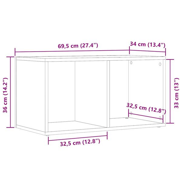 vidaXL LP Κουτί Αποθήκευσης Αρτισιανή Δρυς 69,5x34x36 εκ. Επεξ.Ξύλο