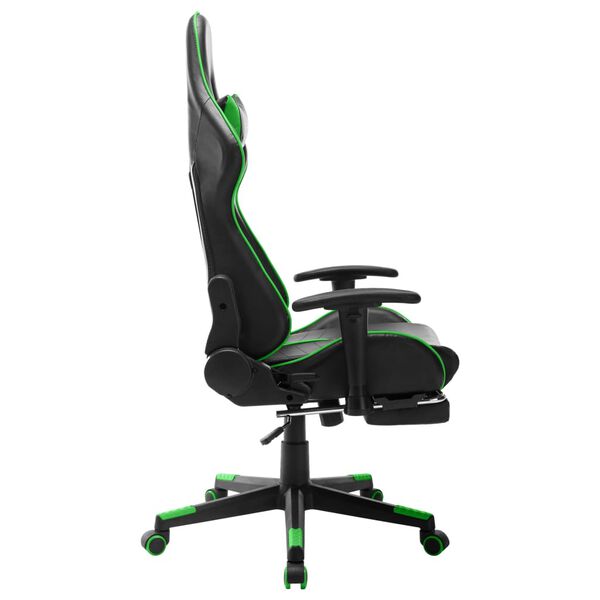 vidaXL Καρέκλα Gaming με Υποπόδιο Μαύρο / Πράσινο από Συνθετικό Δέρμα