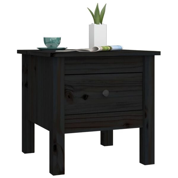 vidaXL Βοηθητικά Τραπέζια 2 τεμ. Μαύρος 40x40x39 εκ. Μασίφ Ξύλο Πεύκου