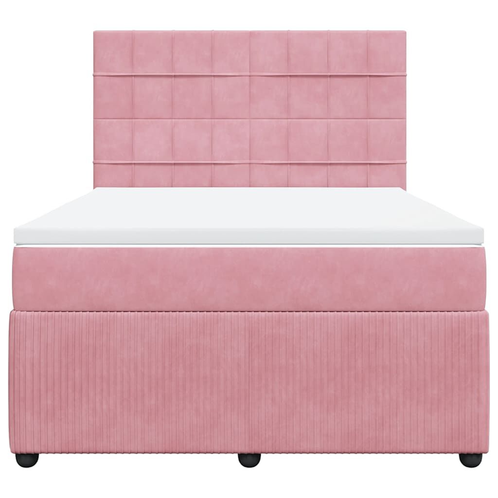 vidaXL Κρεβάτι Boxspring με Στρώμα Ροζ 140x200 εκ. Βελούδινο