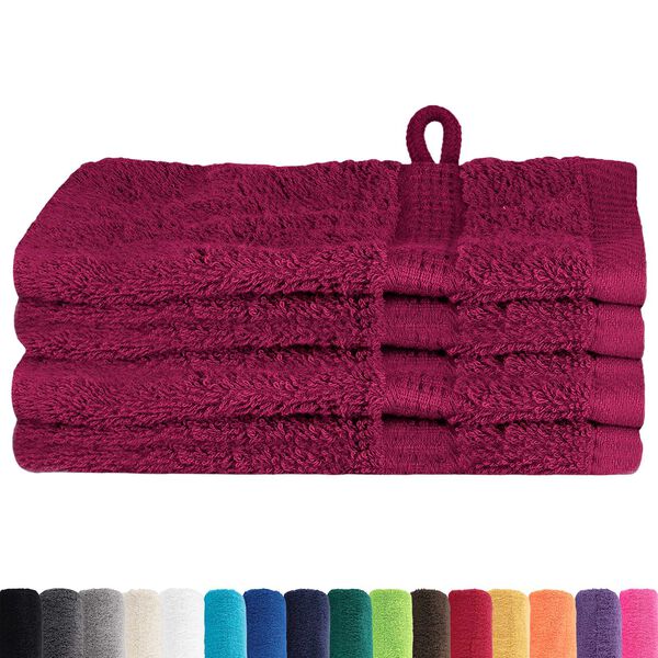 vidaXL Πετσέτες 4 pcs Μπορντώ 15 x 21 cm Βαμβάκι