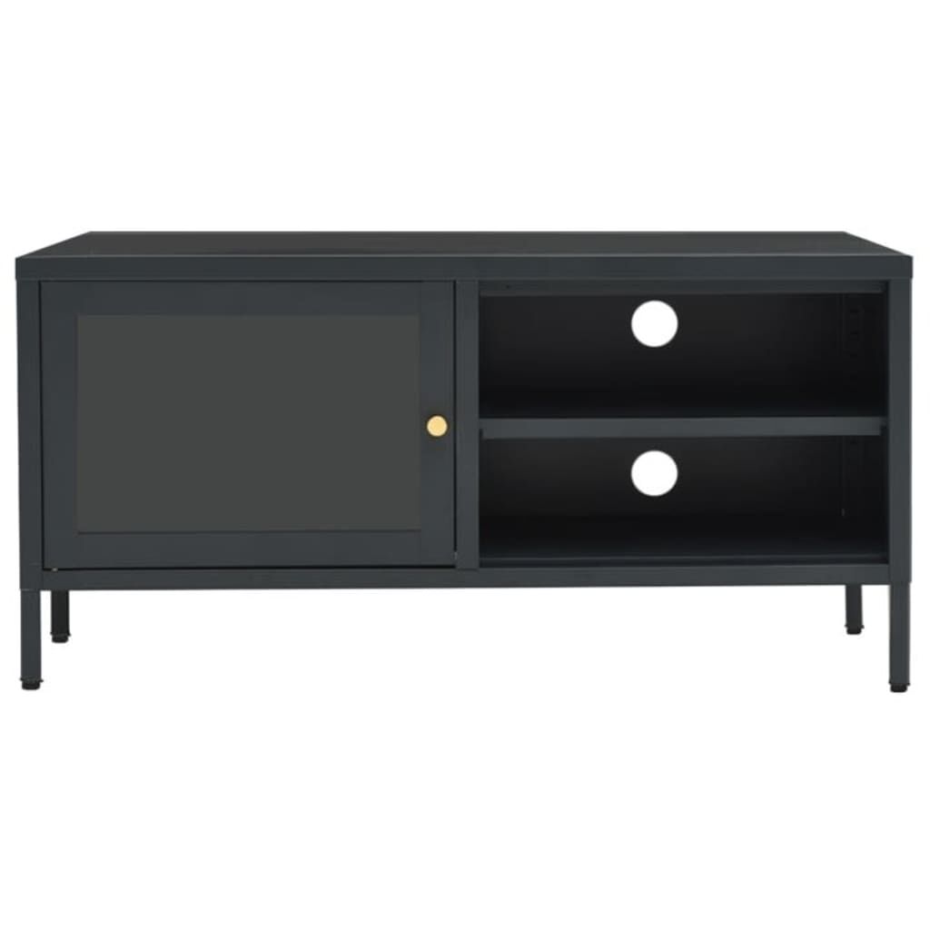 vidaXL Έπιπλο Τηλεόρασης Ανθρακί 90 x 30 x 44 εκ. από Ατσάλι και Γυαλί