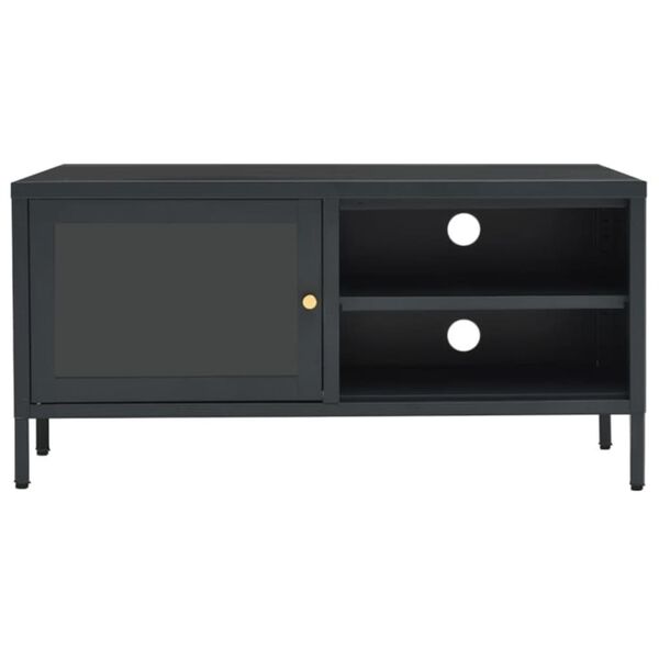 vidaXL Έπιπλο Τηλεόρασης Ανθρακί 90 x 30 x 44 εκ. από Ατσάλι και Γυαλί