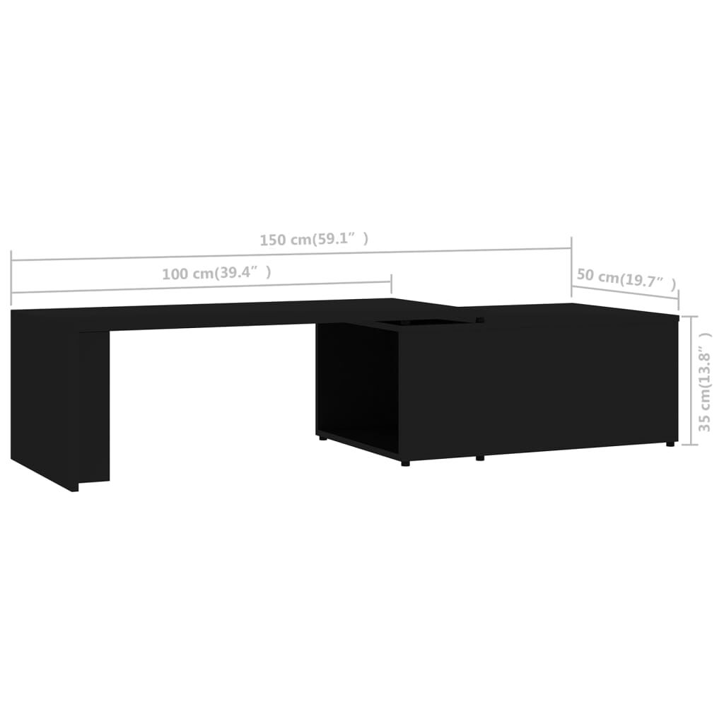 vidaXL Τραπεζάκι Σαλονιού Μαύρο 150 x 50 x 35 εκ. από Επεξ. Ξύλο