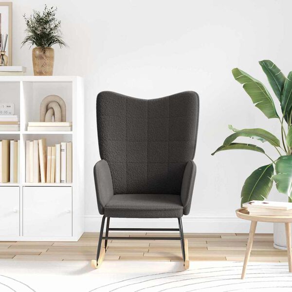 vidaXL Κουνιστή καρέκλα Σκούρο Γκρι Υφάσματος Sherpa