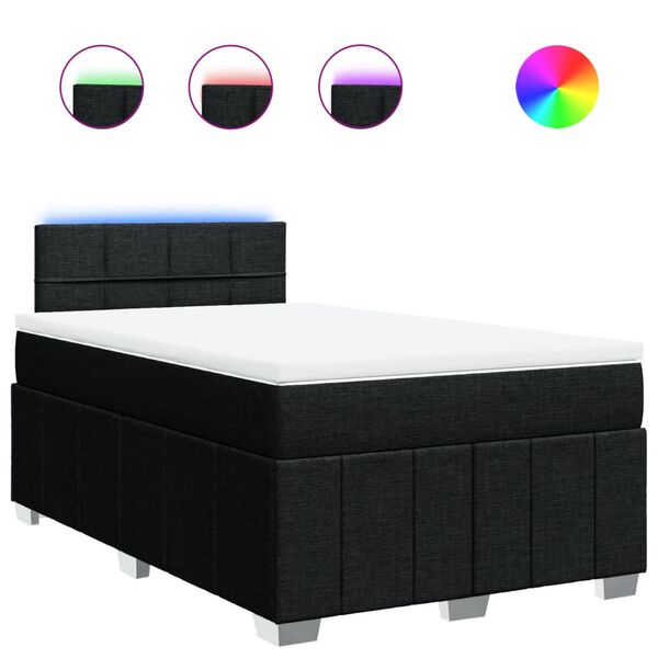 vidaXL Κρεβάτι Boxspring με Στρώμα Μαύρο 120x200 εκ. Υφασμάτινο