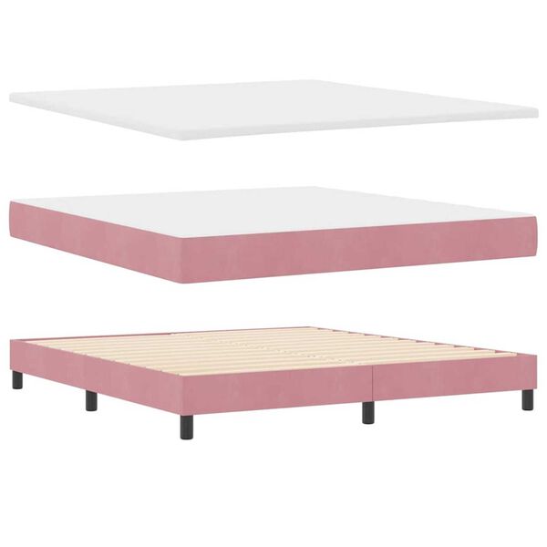 vidaXL Κρεβάτι με ελατήρια με στρώμα Ροζ 180 x 200 cm Βελούδο