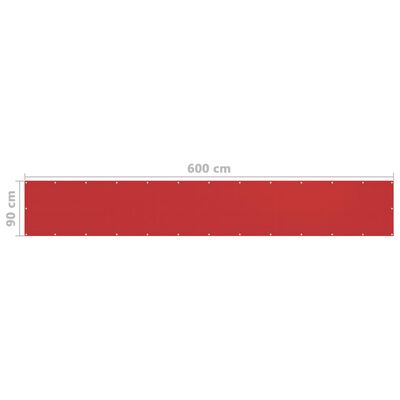 vidaXL Διαχωριστικό Βεράντας Κόκκινο 90 x 600 εκ. από HDPE