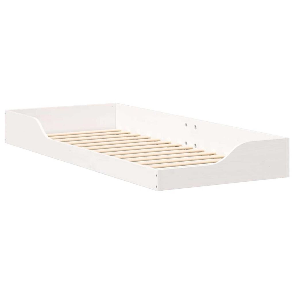 vidaXL Κρεβάτι δαπέδου Λευκό 100 x 220 cm Μασίφ ξύλο πεύκου