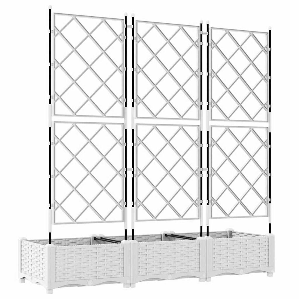 vidaXL Γλάστρα Κήπου με Πλέγμα 3 τμχ Λευκή 120x40x125.5 εκ