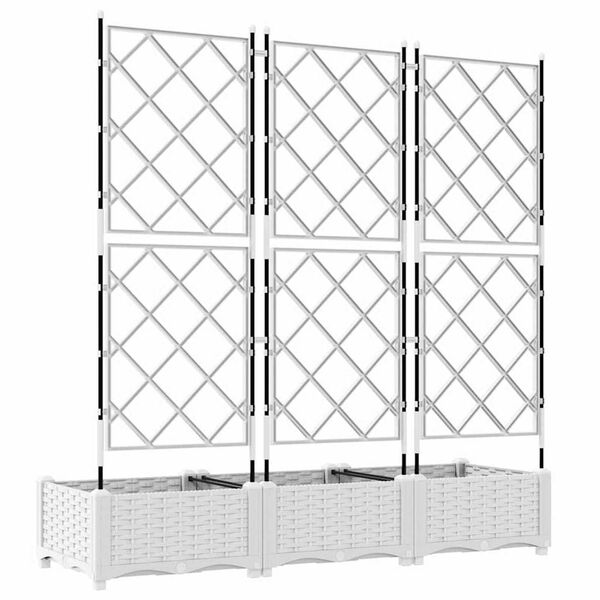 vidaXL Γλάστρα Κήπου με Πλέγμα 3 τμχ Λευκή 120x40x125.5 εκ