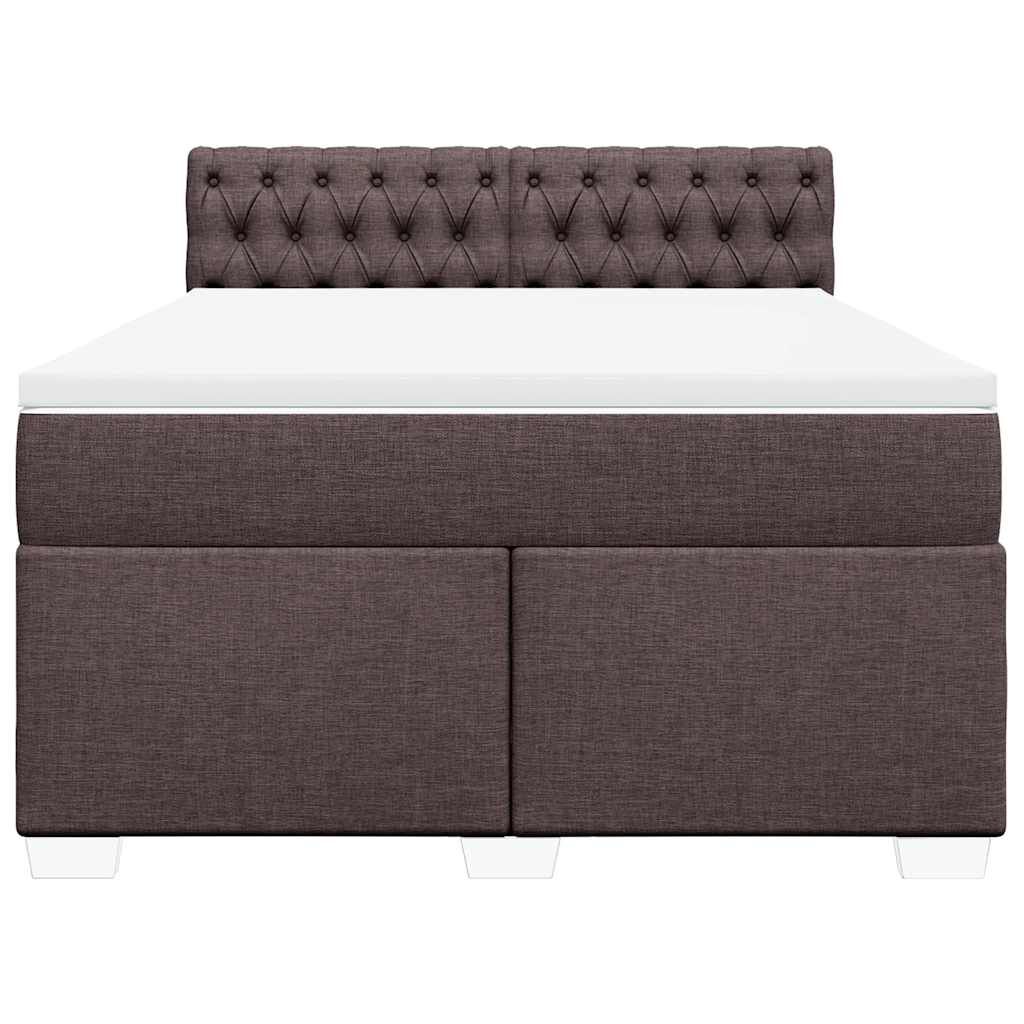 vidaXL Κρεβάτι Boxspring με Στρώμα Σκούρο Καφέ 140x190 εκ. Υφασμάτινο