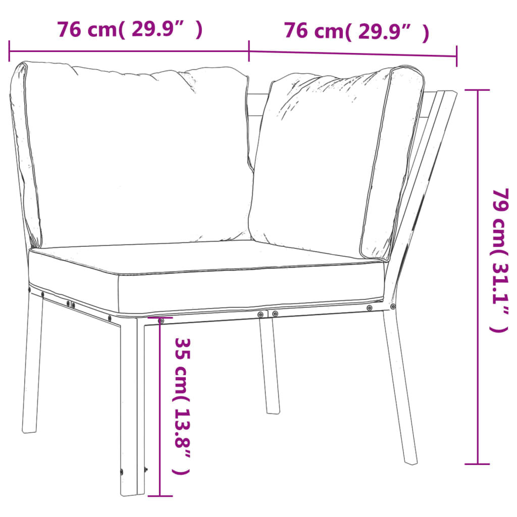 vidaXL Καρέκλα Κήπου 76 x 76 x 79 εκ. Ατσάλινη με Γκρι Μαξιλάρια