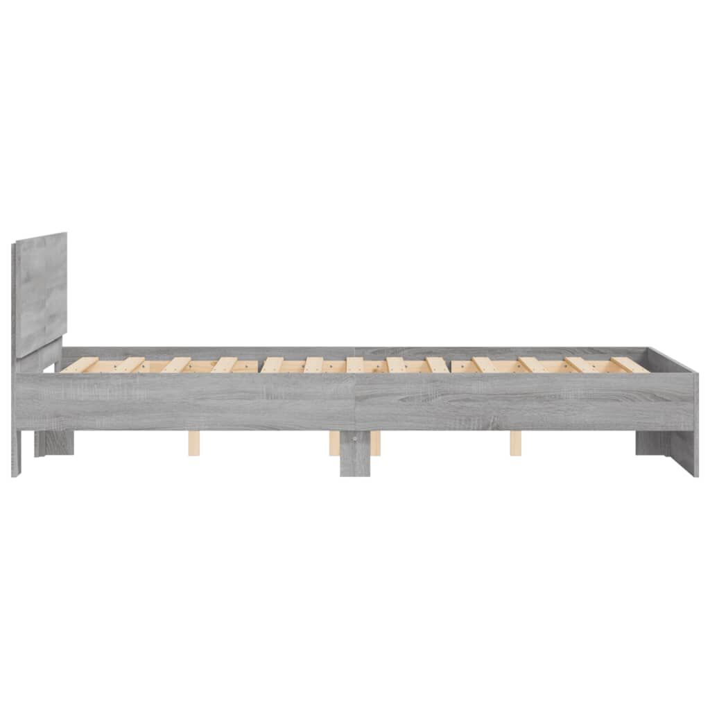 vidaXL Πλαίσιο Κρεβατιού με Κεφαλάρι Γκρι Sonoma 135x190 εκ.
