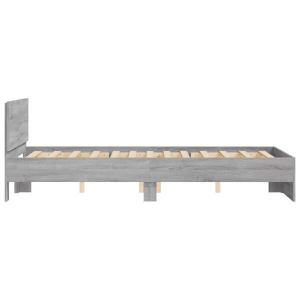 vidaXL Πλαίσιο Κρεβατιού με Κεφαλάρι Γκρι Sonoma 135x190 εκ.