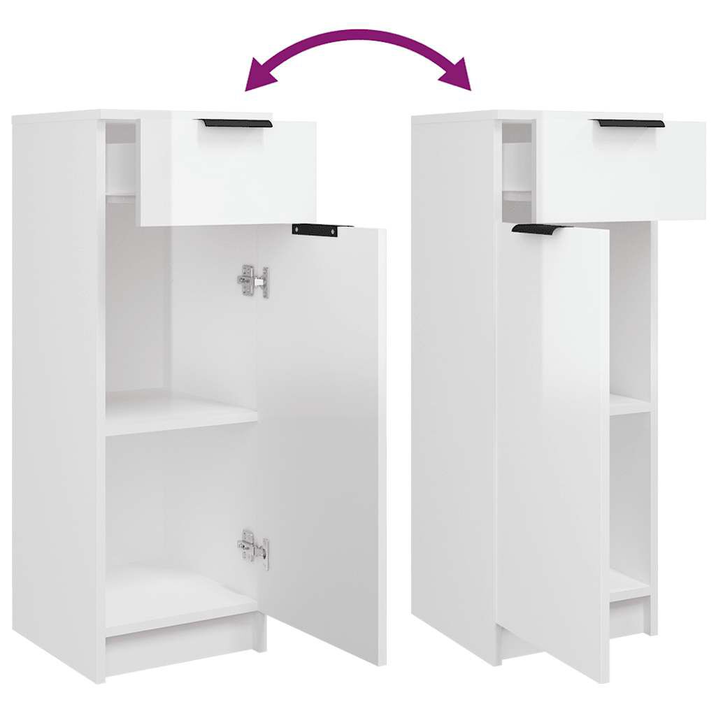 vidaXL Ντουλάπι Μπάνιου Γυαλιστερό Λευκό 32x34x90 εκ. Επεξεργ. Ξύλο