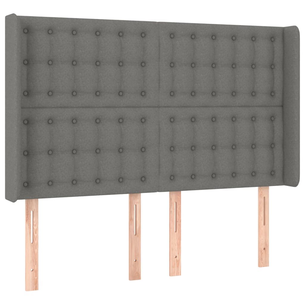 vidaXL Κρεβάτι Boxspring με Στρώμα & LED Σκ.Γκρι 140x190εκ. Υφασμάτινο