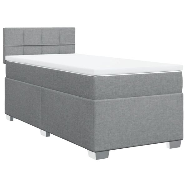 vidaXL Κρεβάτι Boxspring με Στρώμα Ανοιχτό Γκρι 100x200 εκ. Υφασμάτινο