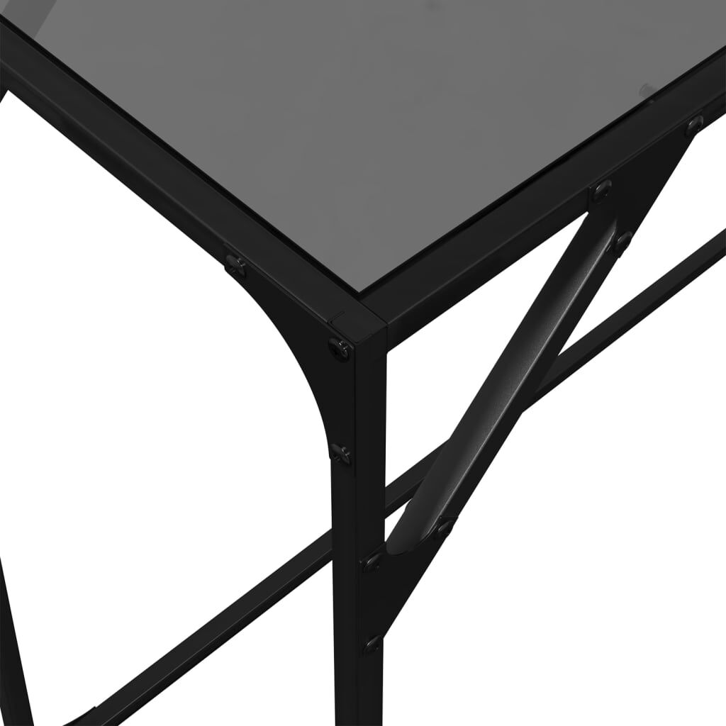 vidaXL Τραπέζι Κονσόλα Επιφάνεια Μαύρο Γυαλί 98x35x81 εκ. Ατσάλι