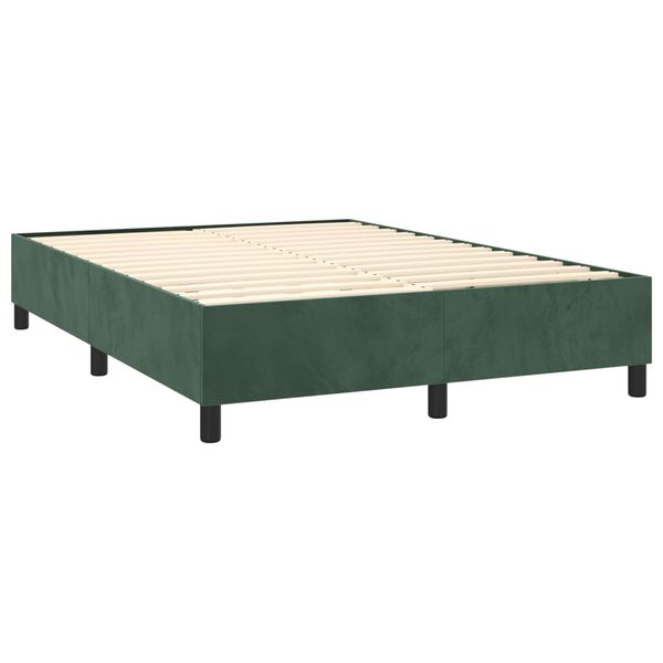 vidaXL Κρεβάτι Boxspring με Στρώμα Σκούρο Πράσινο 140x200εκ. Βελούδινο