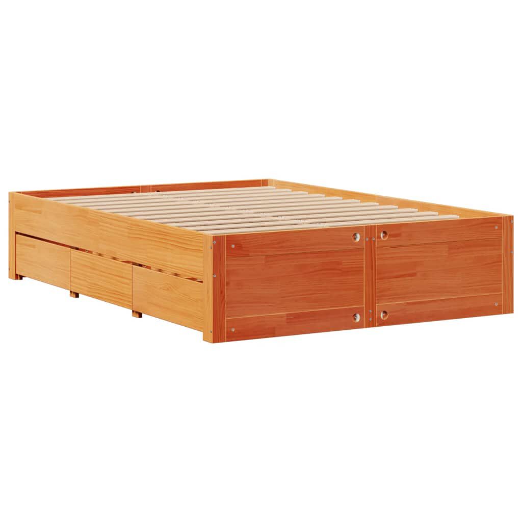 vidaXL Κρεβάτι Βιβλιοθήκη Χωρίς Στρώμα 160x200 εκ Μασίφ Ξύλο Πεύκου