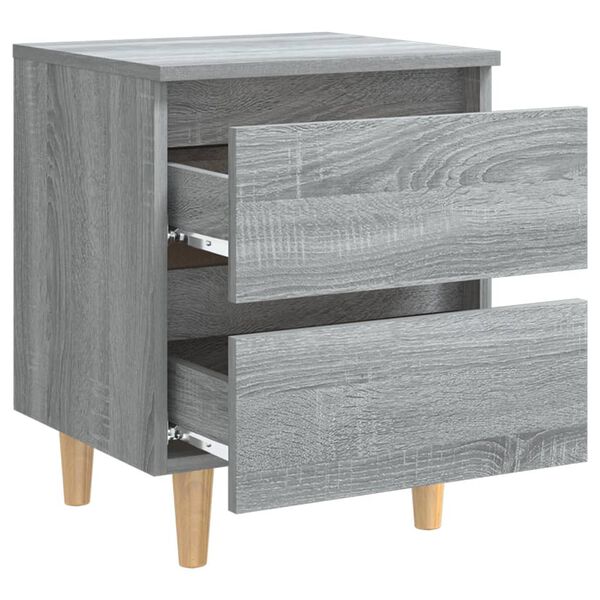 vidaXL Κομοδίνο Γκρι Sonoma 40 x 35 x 50 εκ. με Μασίφ Ξύλινα Πόδια