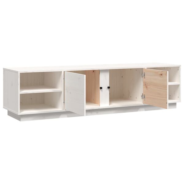 vidaXL Έπιπλο Τηλεόρασης Λευκό 156 x 40 x 40 εκ. από Μασίφ Ξύλο Πεύκου
