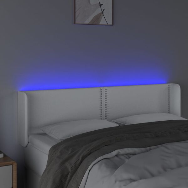 vidaXL Κεφαλάρι Κρεβατιού LED Λευκό 147x16x78/88 εκ. Συνθετ. Δέρμα