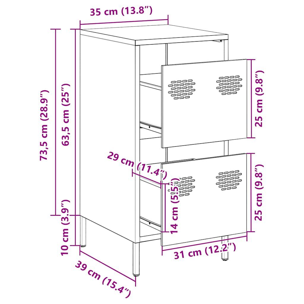 vidaXL Ντουλάπι Ροζ 35x39x73,5 εκ. από Χάλυβα Ψυχρής Έλασης