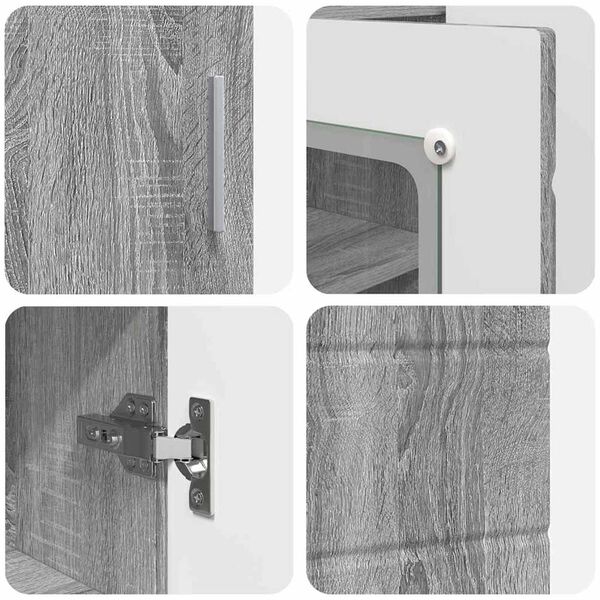 vidaXL Πλαϊνό γραφείο με ράφι με πόρτα Γκρι sonoma 55.5 x 29 x 100 εκ