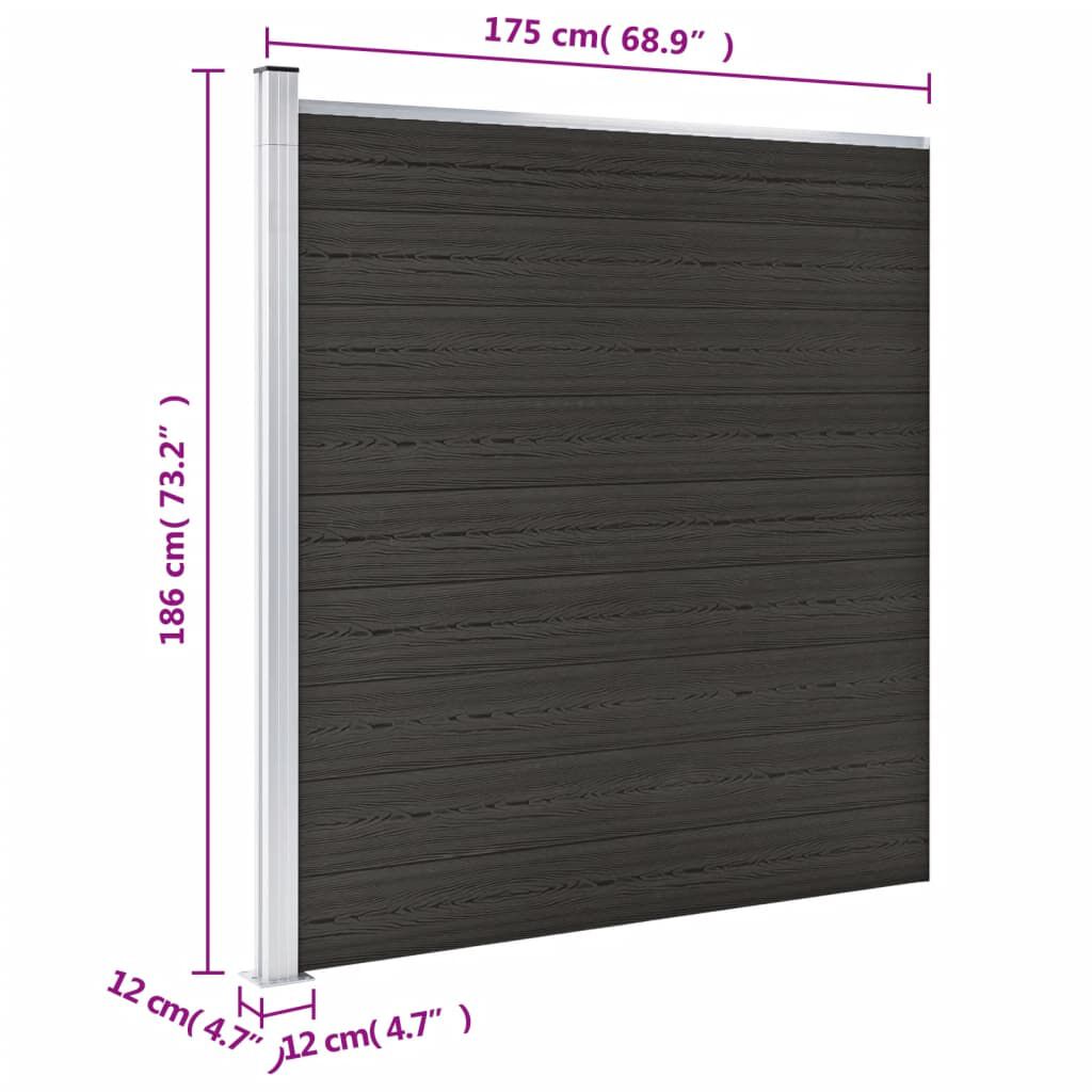 vidaXL Πάνελ Περίφραξης Μαύρο 175 x 186 εκ. από WPC