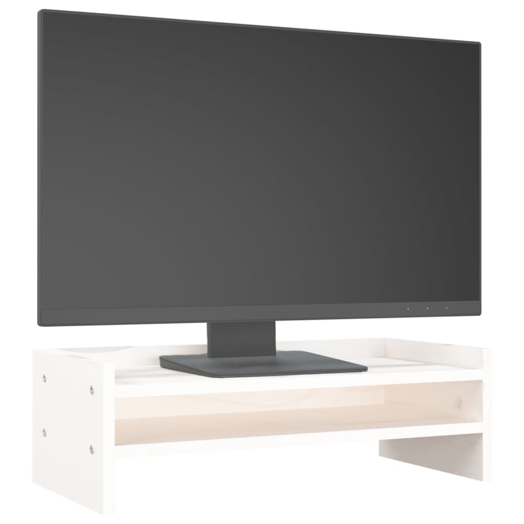 vidaXL Βάση Οθόνης Λευκή 50x24x16 εκ. από Μασίφ Ξύλο Πεύκου