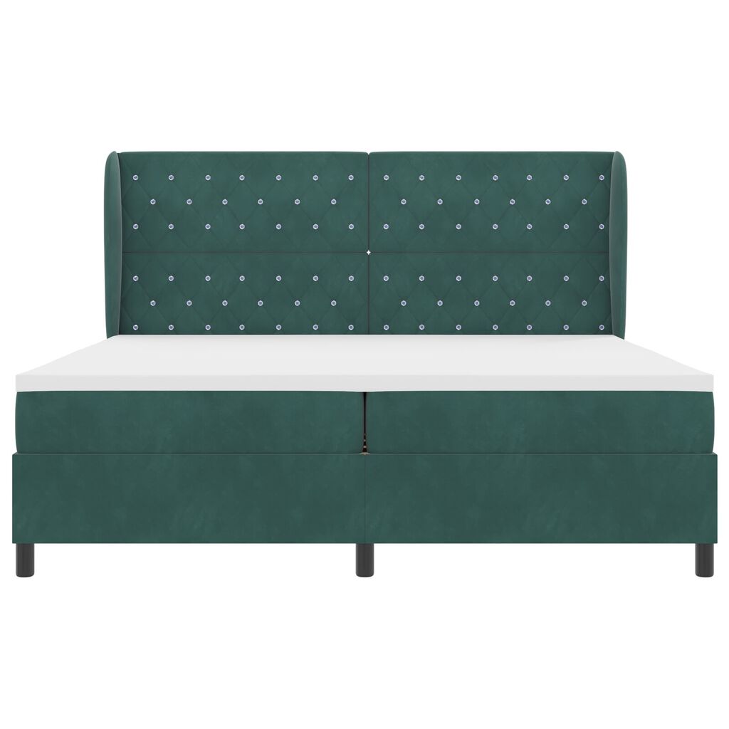 κρεβάτι box spring vidaXL με στρώμα σκούρο πράσινο 200x200 εκ. βελούδινο