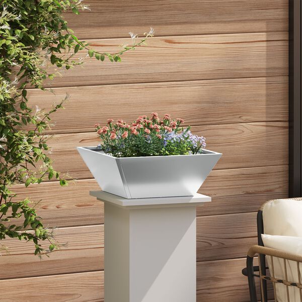 vidaXL Γλάστρα Κήπου Ασημί 40 x 40 x 15 cm Γαλβανισμένος χάλυβας