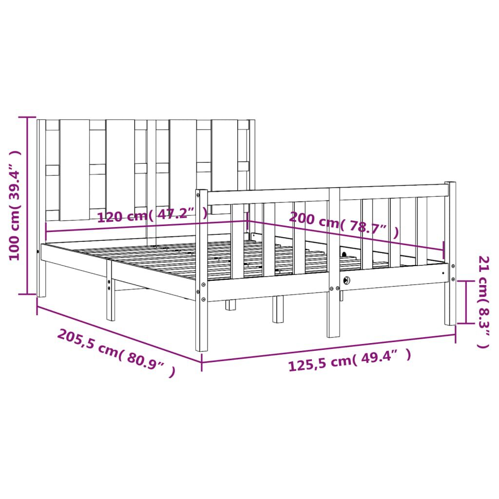 vidaXL Σκελετός Κρεβ. Χωρίς Στρώμα Λευκό 120x200 εκ Μασίφ Πεύκο