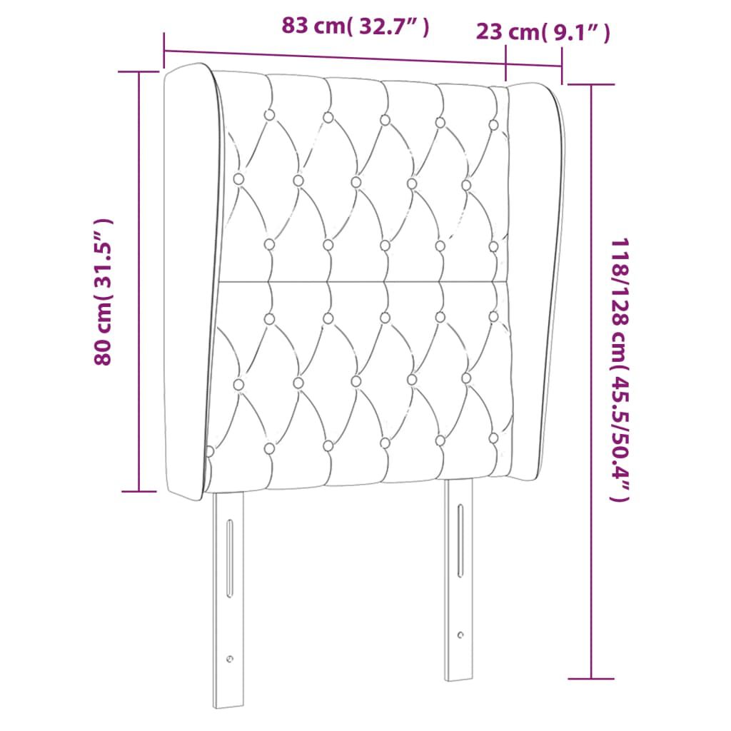vidaXL Κεφαλάρι με Πτερύγια Σκούρο Γκρι 83x23x118/128 εκ. Υφασμάτινο