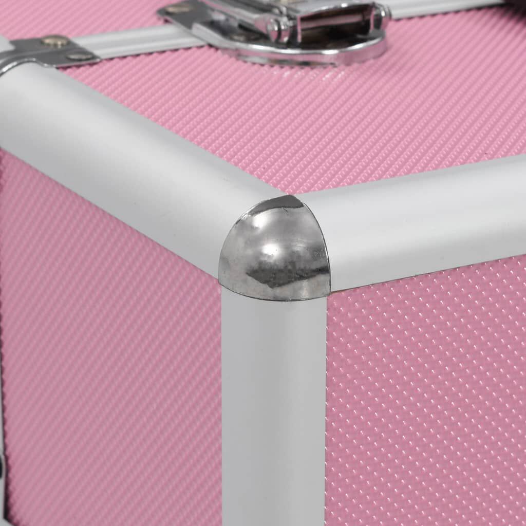 vidaXL Βαλίτσα Μακιγιάζ Ροζ 37 x 24 x 35 εκ. Αλουμινίου