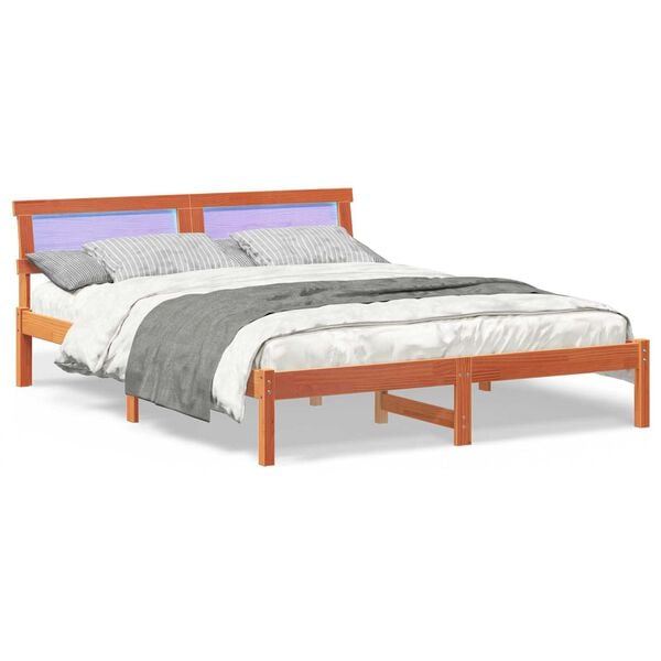 vidaXL Σκελετός Κρεβατιού Καφέ κεριού 160 x 200 cm Ξύλο πεύκου
