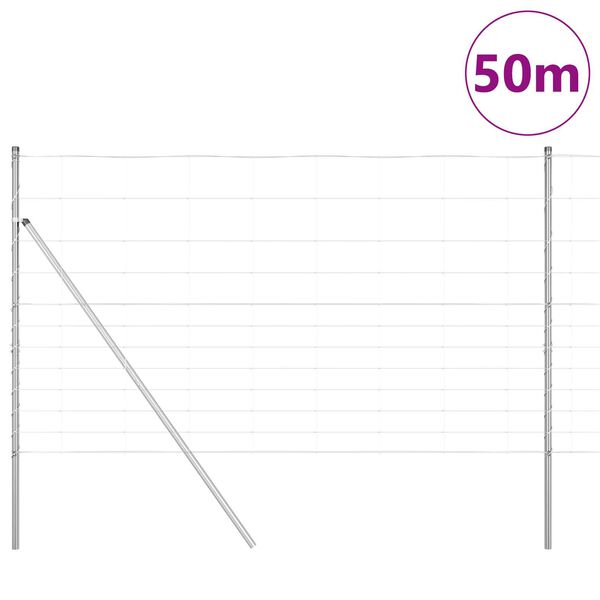 vidaXL Περίφραξη αγρού Ασημί 50 x 1.4 μ Γαλβανισμένος χάλυβας