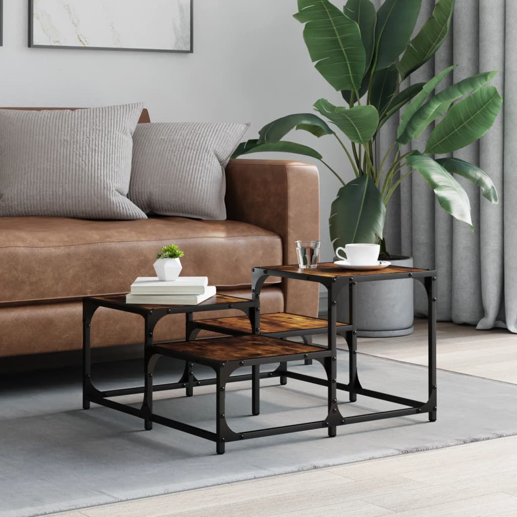 vidaXL Τραπεζάκι Σαλονιού Καπνιστή Δρυς 68 x 68 x 40 εκ. Επεξεργ. Ξύλο